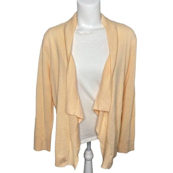 Fever Juniors Peach Floral Mixed Media Shawl Neck Cardigan Sz 3X - Picture 2 of 8